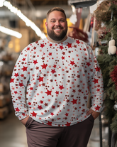 Men's Merry Grinchmas - Red Stars Plus Size Sweatshirts&pants